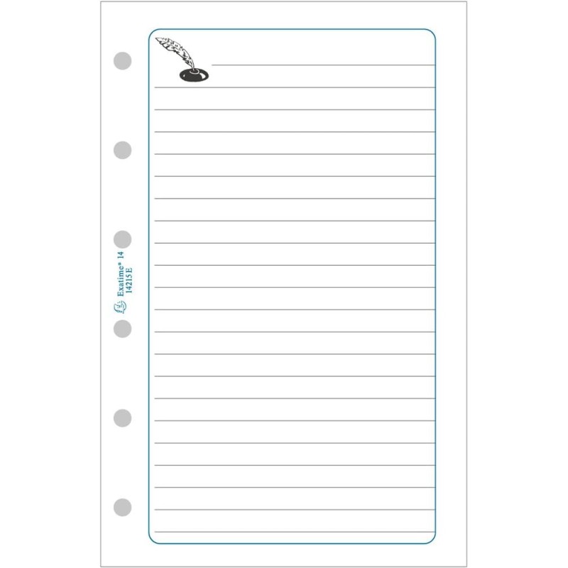 Exacompta - 14215E - Recharge feuilles de notes lignées perforées pour Organiseur Exatime 14 - Feuillets blancs