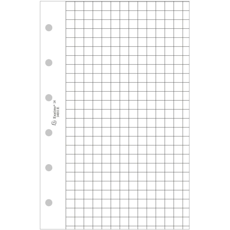 Exacompta - 14011E - Recharge feuillets quadrillés 5x5 perforés pour Organiseur Exatime 14 - Feuillets blancs