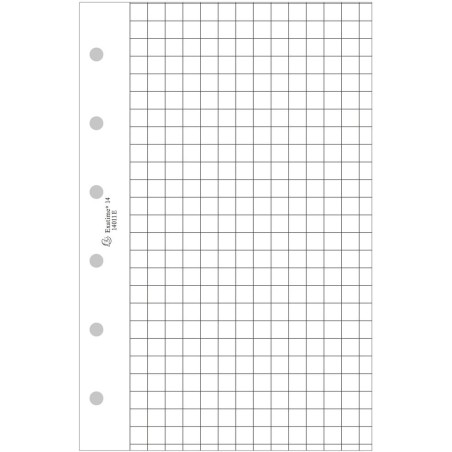 Exacompta - 14011E - Recharge feuillets quadrillés 5x5 perforés pour Organiseur Exatime 14 - Feuillets blancs