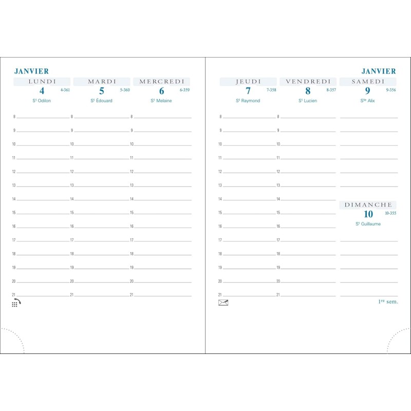 Exacompta - 13870E - Recharge agenda semainier de poche Horizons 13 - 9 x 13 cm - Janvier à décembre 2026 - Tranche or