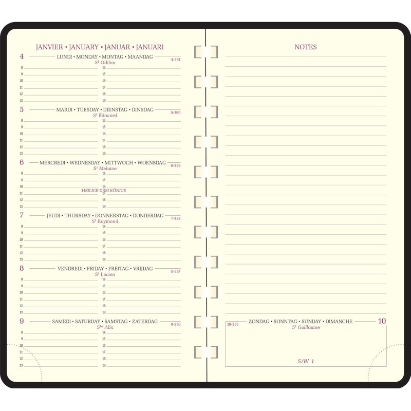 Exacompta - 16820E - Recharge agenda semainier de poche Espace 16S spiralé - 9 x 16 cm - Janvier à décembre 2026
