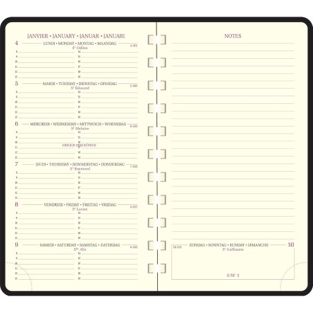 Exacompta - 16820E - Recharge agenda semainier de poche Espace 16S spiralé - 9 x 16 cm - Janvier à décembre 2026