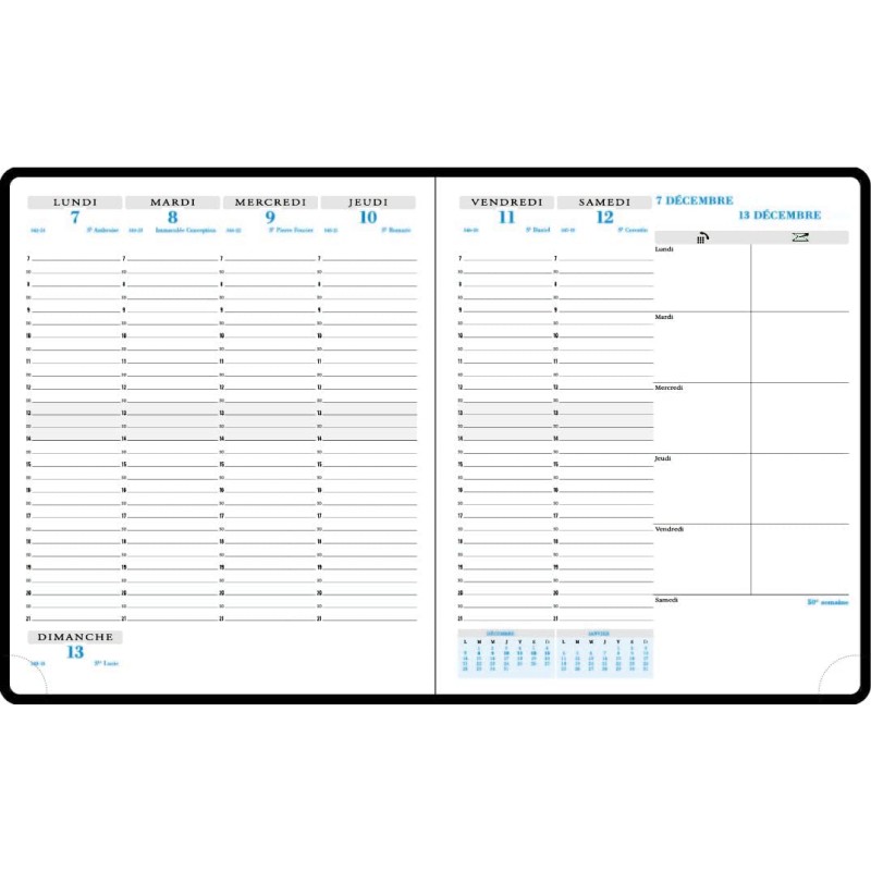 Exacompta - 22842E - Recharge agenda de bureau Horizons 22 - 18,5 x 22,5 cm - Semainier janvier à décembre 2026