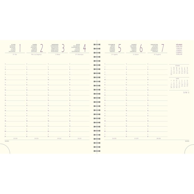 Exacompta - 180842E - Recharge pour agenda de bureau Eurotime 18S spiralé - 15 x 17 cm - Semainier janvier à décembre 2026