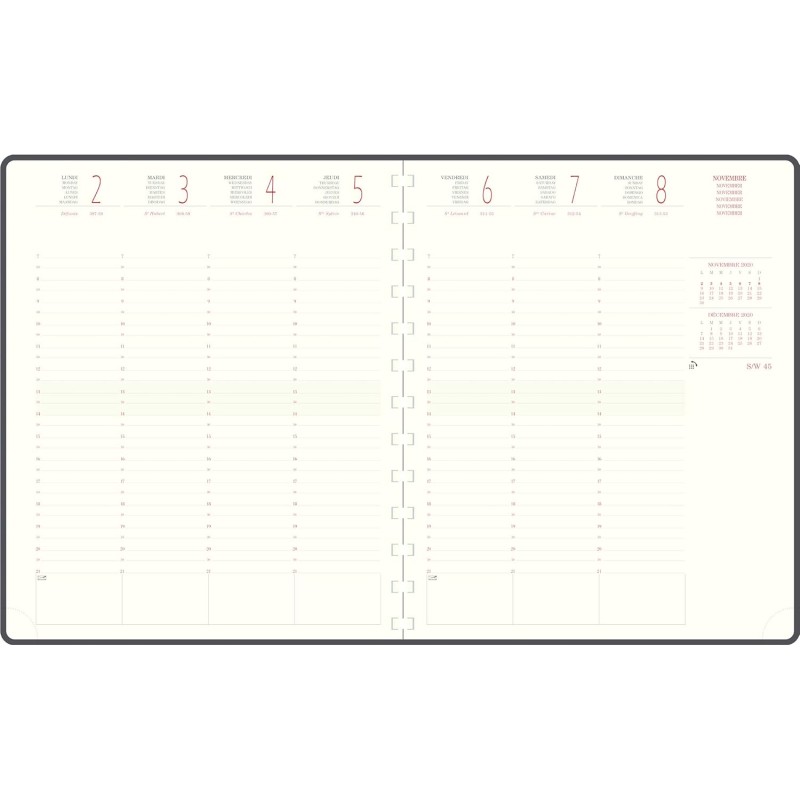 Exacompta - 22822E - Recharge agenda de bureau Eurotime 22S spiralé - 22,5 x 18,5 cm - Semainier janvier à décembre 2026