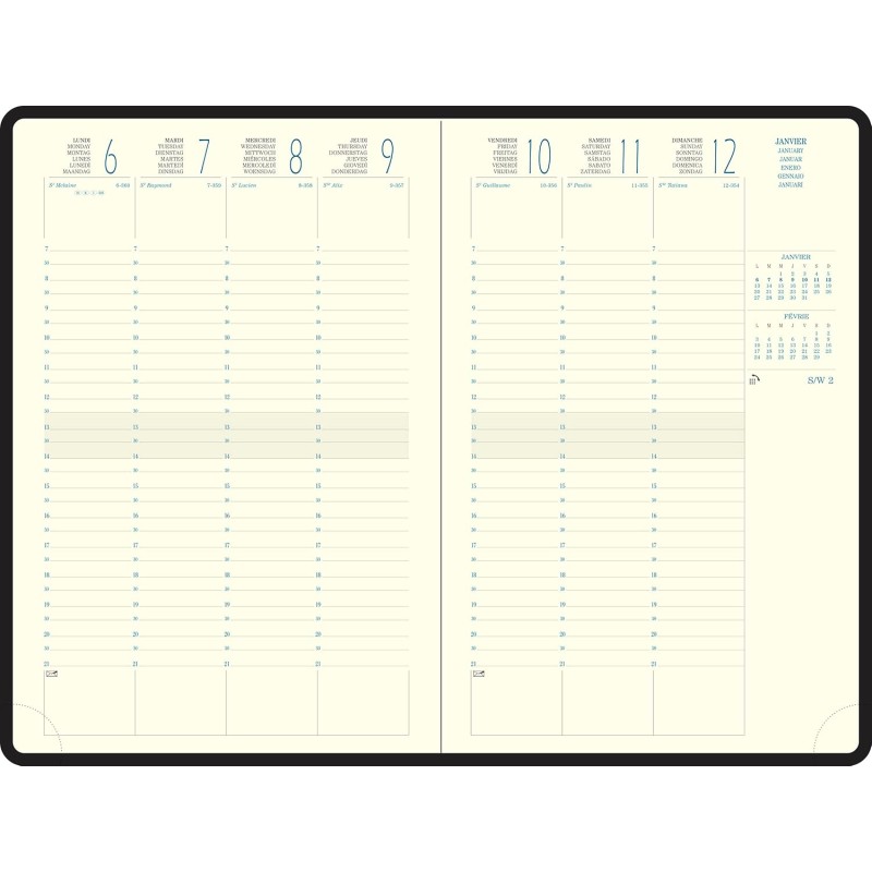 Exacompta - 24842E - Recharge agenda de bureau Eurotime 24 - 16 x 24 cm - Semainier Janvier à décembre 2026