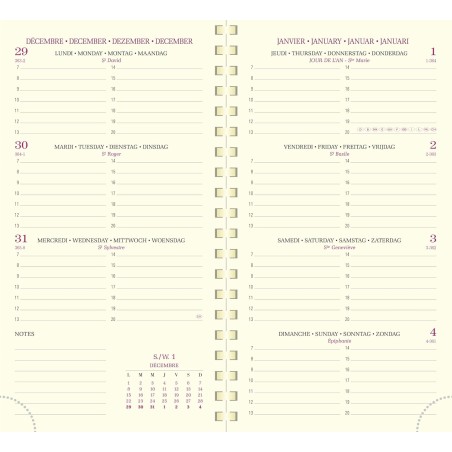 Exacompta - 16822E - Recharge agenda de poche Eurotime 16S spiralée - 9 x 16 cm - Semainier janvier à décembre 2026