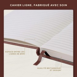 Beechmore Books Carnet de Notes Lignées - XL A4, Marron I Journal Couverture Rigide Premium Cuir Vegan, Papier Ligné Crème Épais