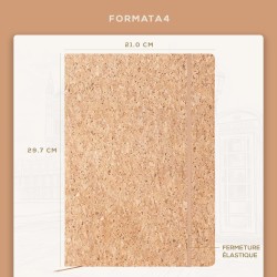 Beechmore Books Carnet de Notes Lignées - XL A4 Style de liège Journal Couverture Rigide Premium Cuir Vegan, Papier Ligné Crème 