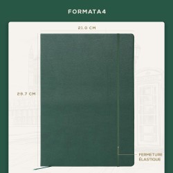 Beechmore Books Carnet de Notes Lignées - XL A4, Vert I Journal Couverture Rigide Premium Cuir Vegan, Papier Ligné Crème Épais 1