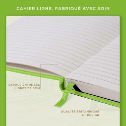 Beechmore Books Carnet ligné de 21,6 x 29,2 cm - Format A4-160 pages lignées - Couverture rigide en cuir - Pour homme et femme -