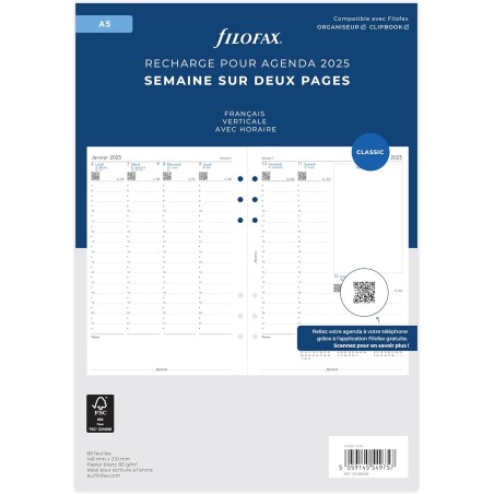 Filofax A5 1 semaine sur 2 pages vertical français 2025