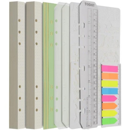 Wonderpool Recharges Papier 320 Pages 100gsm 6 Trous Papier pour 6 Reliure à Anneaux Cahier avec Séparateur Pochettes Signet (Qu