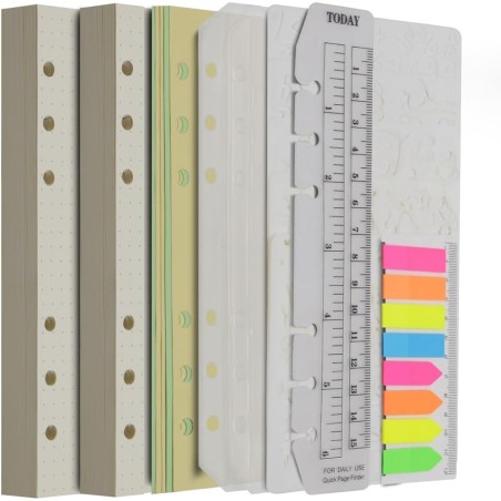 Wonderpool Recharges Papier 320 Pages 100gsm 6 Trous Papier pour 6 Reliure à Anneaux Cahier avec Séparateur Pochettes Signet (Qu