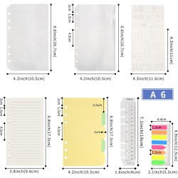 Wonderpool Recharges 320 Pages 100gsm 6 Trous pour Reliure à Anneaux - Cahier avec Séparateur, Pochettes, Signet (Ligné, A6)