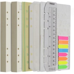 Wonderpool Recharges 320 Pages 100gsm 6 Trous pour Reliure à Anneaux - Cahier avec Séparateur, Pochettes, Signet (Ligné & Non Li