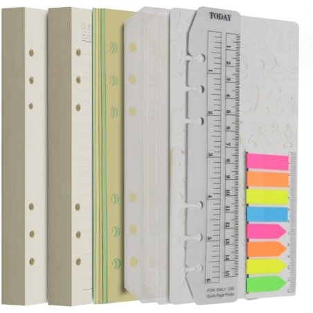 Wonderpool Recharges 320 Pages 100gsm 6 Trous pour Reliure à Anneaux - Cahier avec Séparateur, Pochettes, Signet (Ligné & Non Li