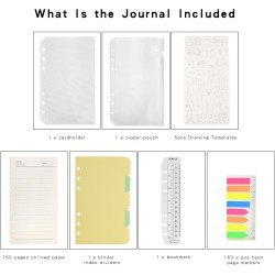 Wonderpool Recharges 320 Pages 100gsm 6 Trous pour Reliure à Anneaux - Cahier avec Séparateur, Pochettes, Signet (Ligné & Non Li
