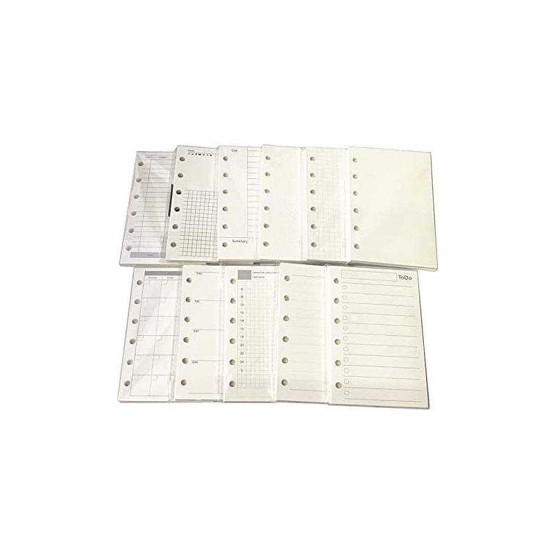 Harphia Inserts d’agenda A7, recharge d'agenda A7, papier épais 100 g/m², 12,3 x 8,2 cm, 45 feuilles (90 pages) par paquet, 11 m