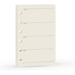 Harphia Recharge d’agenda A7 pour Filofax, non datée, commence par lundi à gauche, 6 trous/100 g/m², 45 feuilles/90 pages, 12,3 