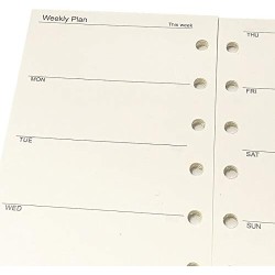Harphia Recharge d’agenda A7 pour Filofax, non datée, commence par lundi à gauche, 6 trous/100 g/m², 45 feuilles/90 pages, 12,3 