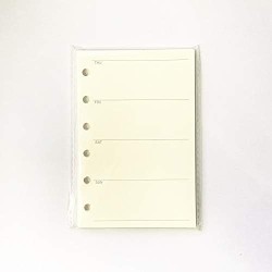 Harphia Recharge d’agenda A7 pour Filofax, non datée, commence par lundi à gauche, 6 trous/100 g/m², 45 feuilles/90 pages, 12,3 