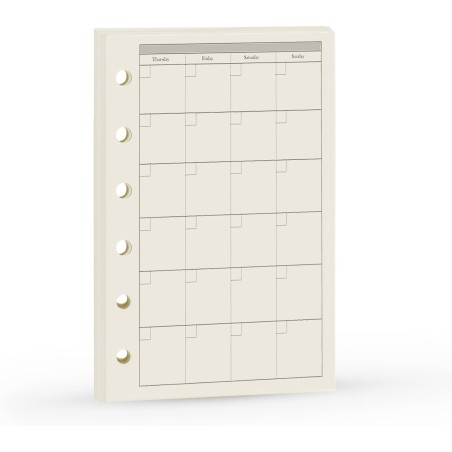 Recharge A7 pour agenda Filofax, 11 styles au choix, 6 trous/100 g/m², 12 x 8 cm, Harphia Monthly Plan