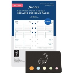 Blumie Shop Filo Recharge Civile 2026 Pocket Grille Horizontale Français 1 Semaine Sur 2 Pages Compatible Avec Filofax + 1 Index