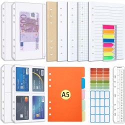 Ensemble de recharges de papier A5 6 trous Notes autocollantes rechargeables 100 feuilles/200 pages Intercalaires colorés A5 Not