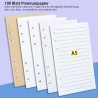 Ensemble de recharges de papier A5 6 trous Notes autocollantes rechargeables 100 feuilles/200 pages Intercalaires colorés A5 Not