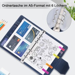 Ensemble de recharges de papier A5 6 trous Notes autocollantes rechargeables 100 feuilles/200 pages Intercalaires colorés A5 Not