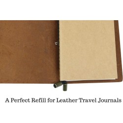 Wanderings Grande Recharge Blanche Pour Carnet De Voyage/Grande Recharge De Journal | 7" x 10,7" / 18cm x 27cm | 3 Carnets, 180 