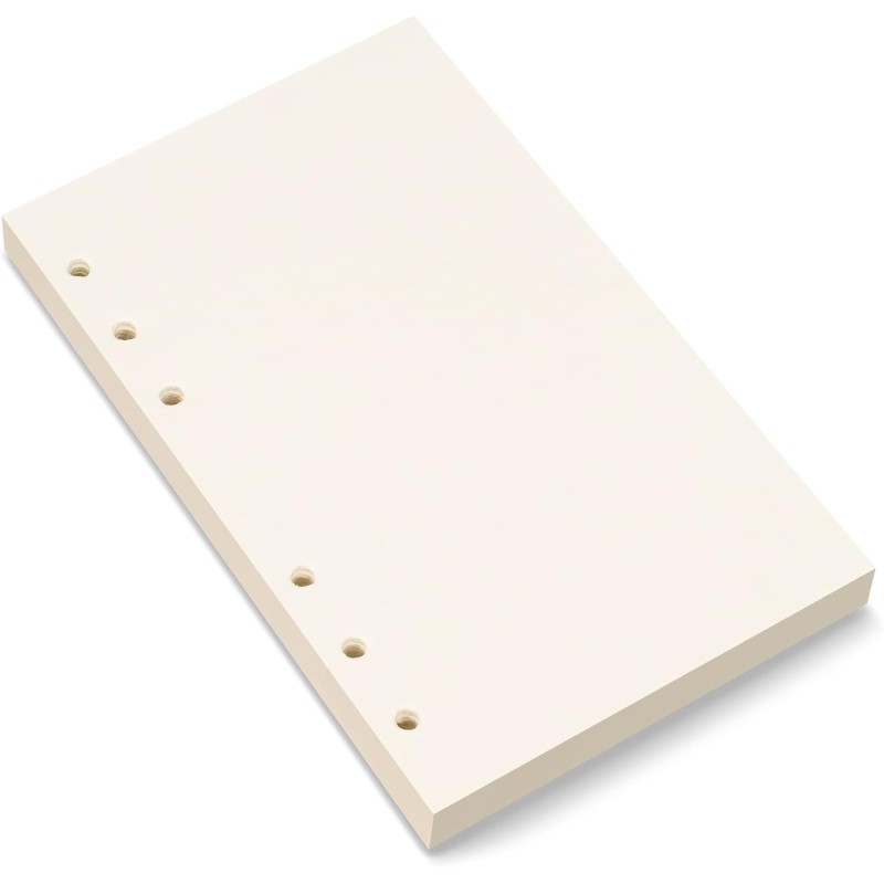 Recharge de papier vierge a6, 6 trous pour classeur personnel a6, 80 feuilles/160 pages vierges, 10,4 x 16,8 cm, beige (1)