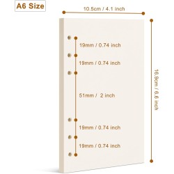 Recharge de papier vierge a6, 6 trous pour classeur personnel a6, 80 feuilles/160 pages vierges, 10,4 x 16,8 cm, beige (1)