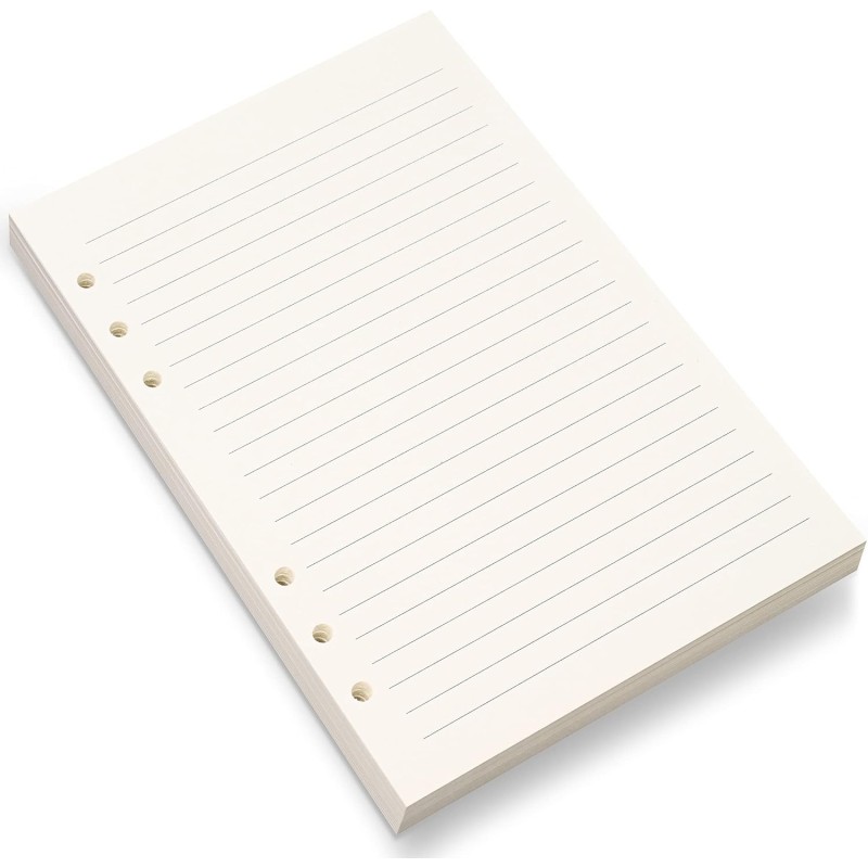 Recharge de papier ligné a5, 6 trous pour agenda filofax a5, feuilles mobiles lignées de 8 mm, 80 feuilles/160 pages, 14 x 21 cm