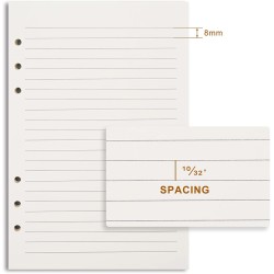 Recharge de papier ligné a5, 6 trous pour agenda filofax a5, feuilles mobiles lignées de 8 mm, 80 feuilles/160 pages, 14 x 21 cm
