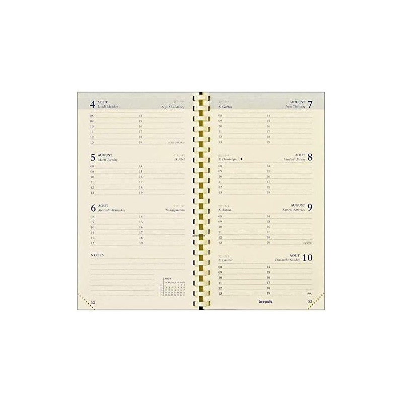 Brepols - 1 Recharge Pour Agenda Semainier Interplan - Janvier 2026 à Décembre 2026 - Format 9 x 16 cm