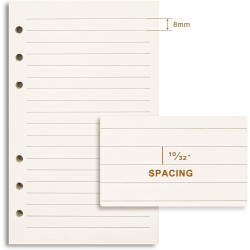 Papier de chargement a6, 6 trous lignés pour classeurs personnels a6, feuilles en vrac à rayures de 8 mm, 80 feuilles/160 pages 