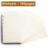 Papier de chargement a6, 6 trous lignés pour classeurs personnels a6, feuilles en vrac à rayures de 8 mm, 80 feuilles/160 pages 