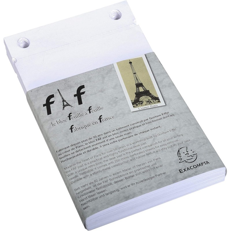Exacompta - Réf. 12213E - Boîte de 5 recharges de bureau pour bloc FAF de 170 feuilles blanches microperforées détachables - Dim
