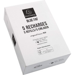 Exacompta - Réf. 12213E - Boîte de 5 recharges de bureau pour bloc FAF de 170 feuilles blanches microperforées détachables - Dim