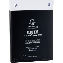 Exacompta - Réf. 12523E - 1 recharge de bureau pour bloc FAF de 170 feuilles blanches microperforées détachables - réglure dots 