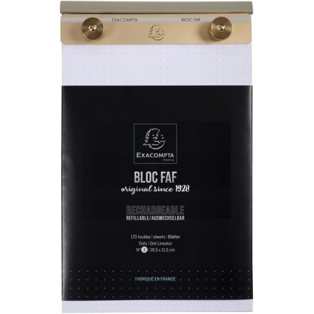 Exacompta - Réf. 12123E - 1 Bloc de bureau FAF rechargeable de 170 feuilles blanches microperforées détachables - réglure dots -