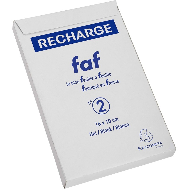 Exacompta - Réf. 12512E - 1 recharge de bureau pour bloc FAF de 170 feuilles blanches microperforées détachables - Dimensions 16