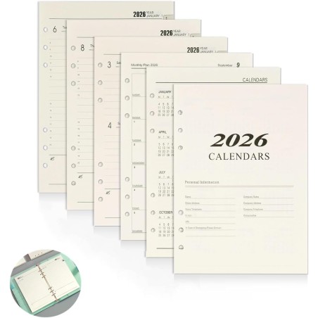 Recharge pour Agenda Journalier 2026,176 Feuilles A5 Refill Papier Ligne Agenda Journalier Daily Planner Refills Recharge Organi