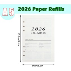 Recharge pour Agenda Journalier 2026,176 Feuilles A5 Refill Papier Ligne Agenda Journalier Daily Planner Refills Recharge Organi