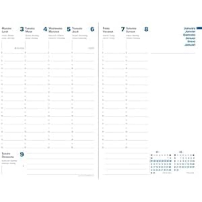 Quo Vadis - Recharge Agenda - 2026 - Ministre Recyclé - Semainier Planning - Multilingue - 13 mois de décembre à décembre - 16x2