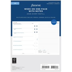 Filofax Agenda 2026 semainier A5 avec notes 5 langues 26-68509