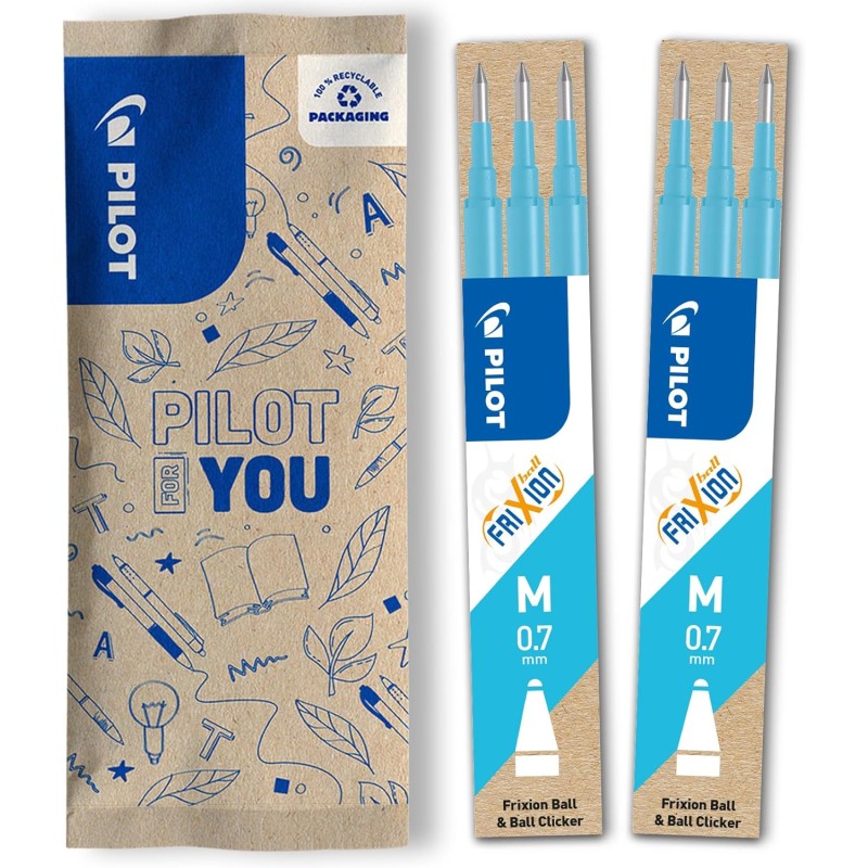 PILOT - Lot de 2 Étuis de 3 Recharges FriXion - Recharges pour Stylos Éffaçables- Compatibles FriXion Ball et FriXion Ball Click