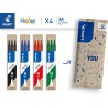 PILOT - 4 Etuis de 3 Recharges pour stylo effaçable. Compatibles FriXion Ball et FriXion Ball Clicker - Noir, Bleu, Rouge, Vert 